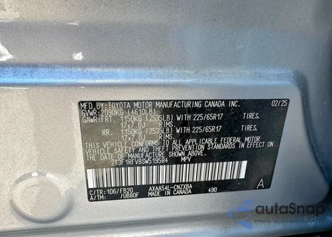 2025 Toyota Rav4 Le z USA, uszkodzony, nr VIN 2T3F1RFV8SW519584